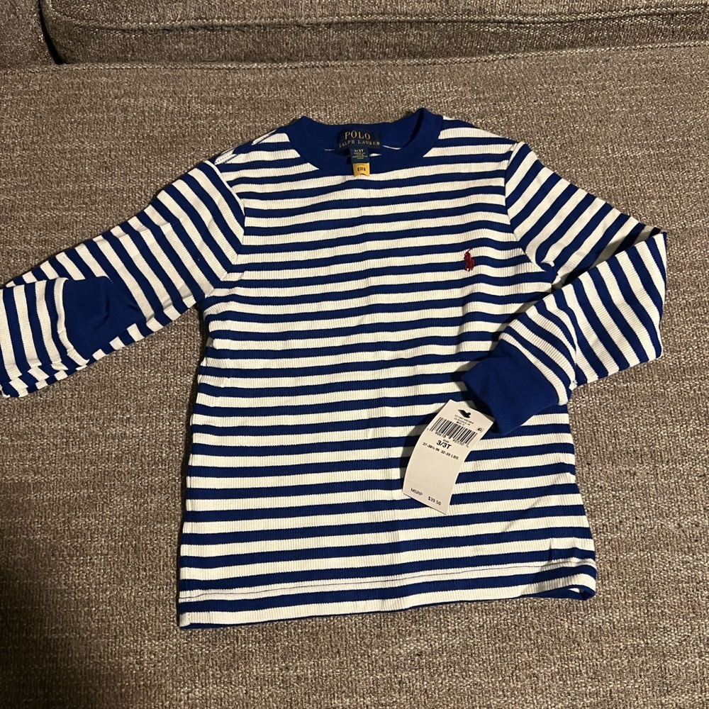 Polo by Ralph Lauren Kids Navy and White Striped Long Sleeve Tee